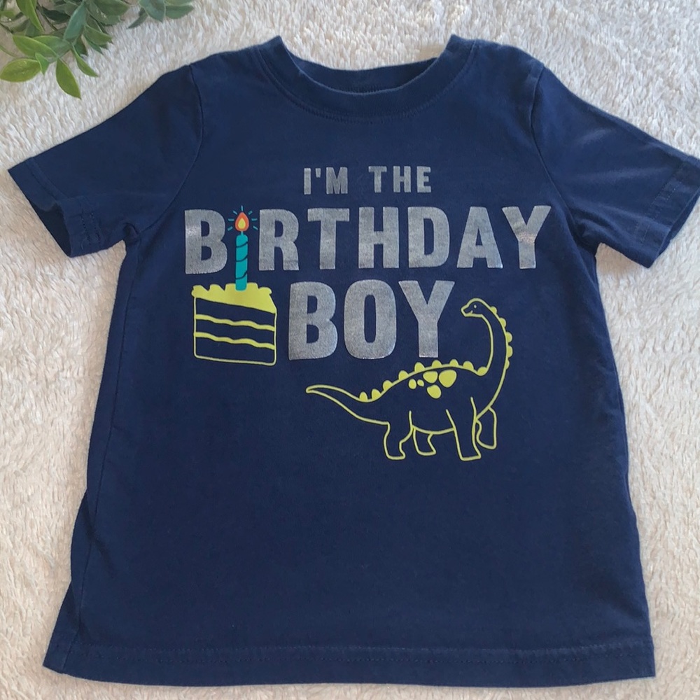 Carter’s Birthday Boy Navy Blue T-shirt EUC 4T Dinosaur 🦕